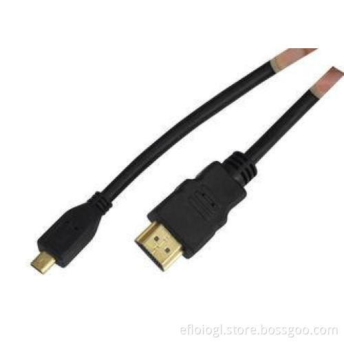 1.4V Black 2m Copper Micro HDMI Cables 3D For Smartphone ,